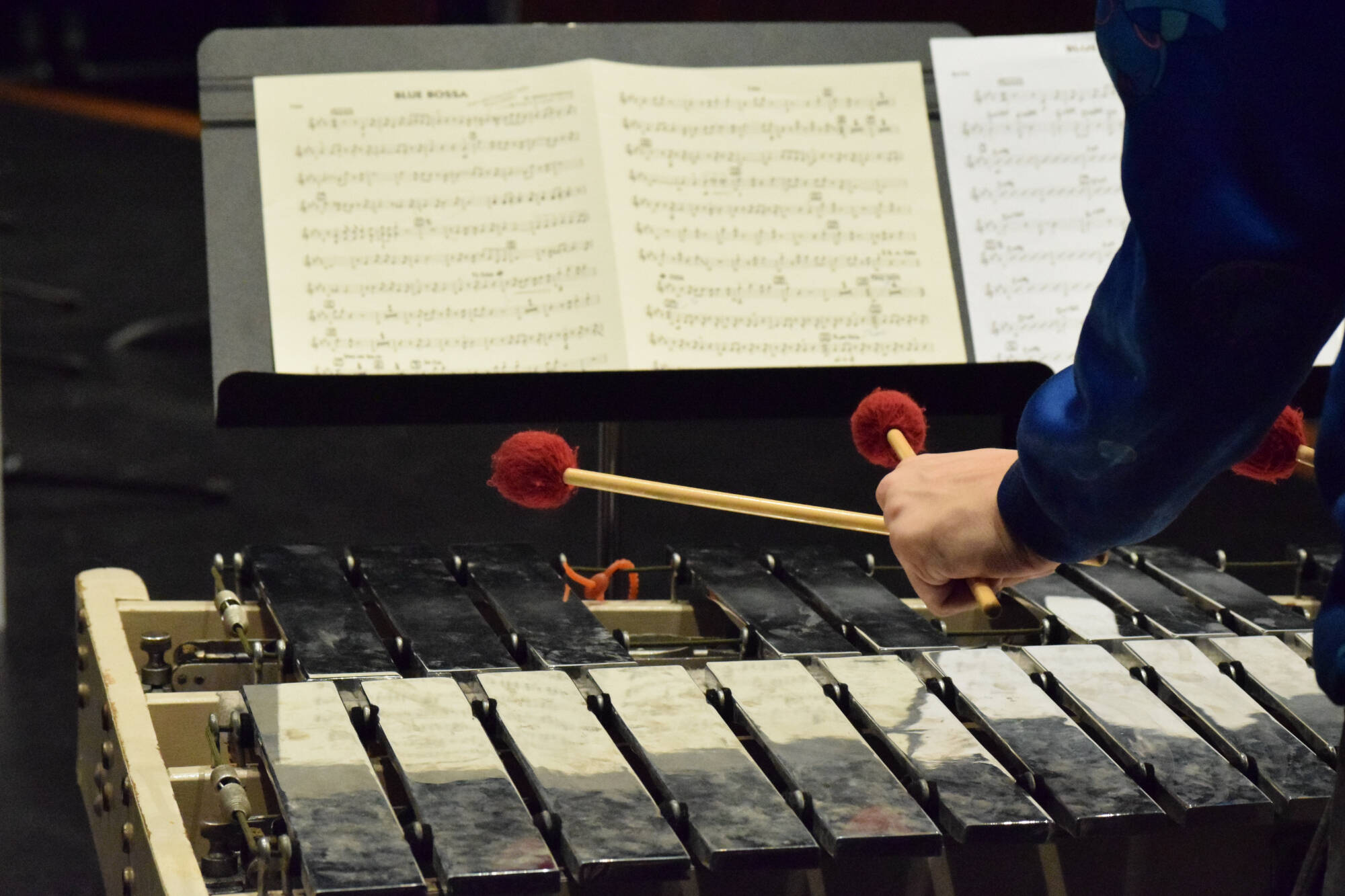 percussionist with sheet music
